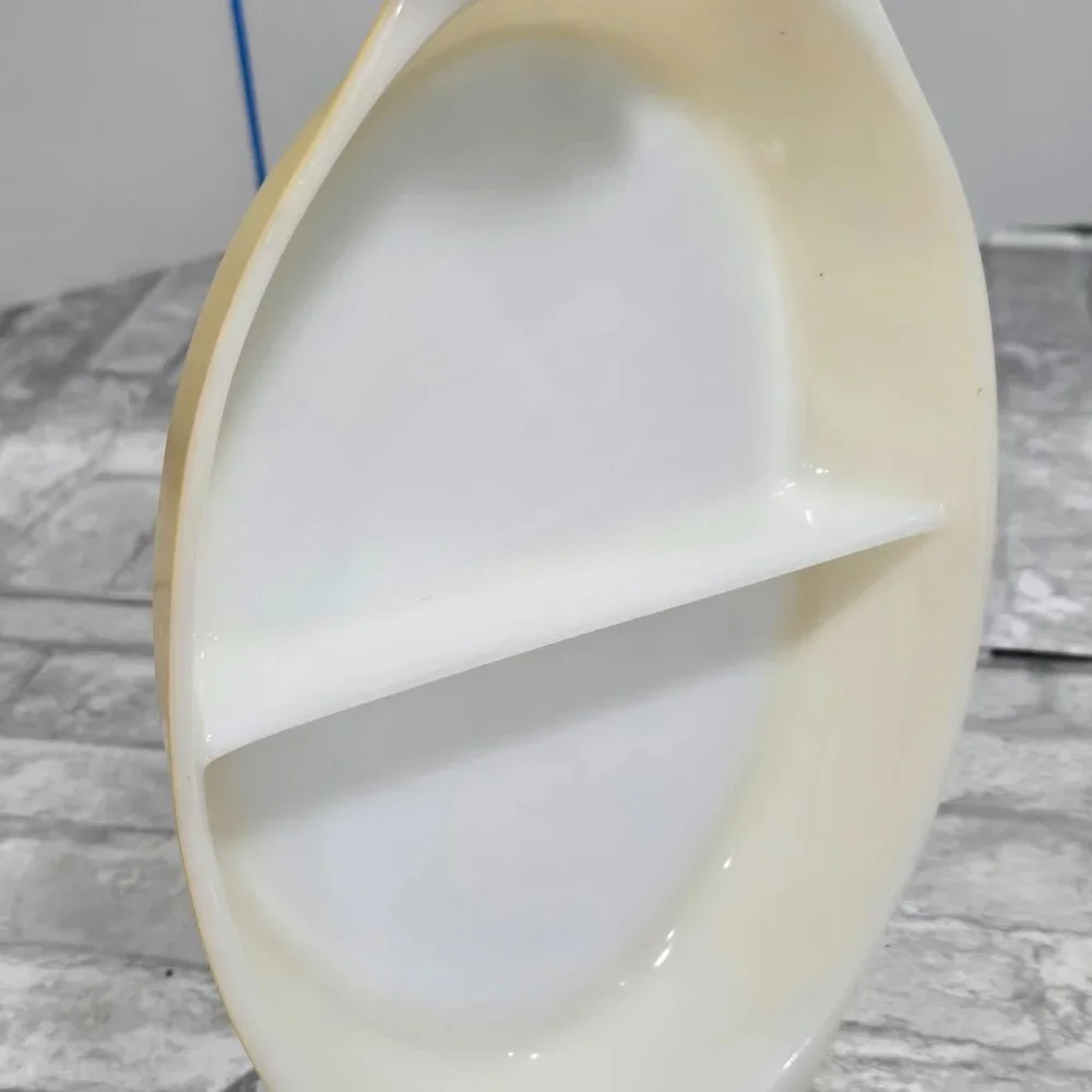 1950's Primary Yellow PYREX 1 1/2 Quart Oval Divided Dish Opal 1.5 Qt Divided Ca